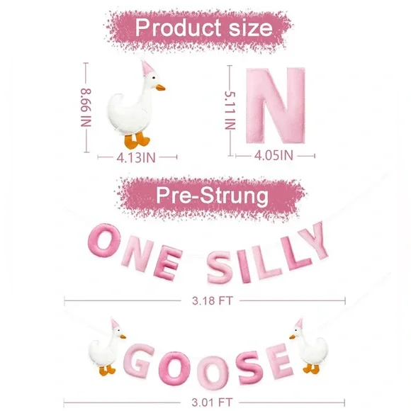 One Silly Goose Birthday Banner & Tablecloth Set - Picture 4 of 6